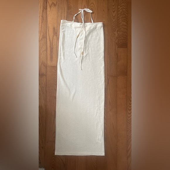 NWT cream sheer strappy waist maxi skirt - Picture 4 of 7